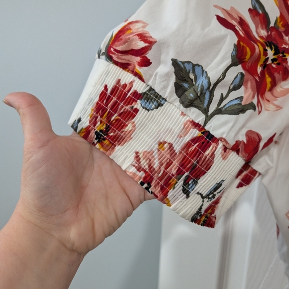 NWT Lane Bryant White Floral Print Belted Peplum Top in Size 26 - Picture 10 of 11